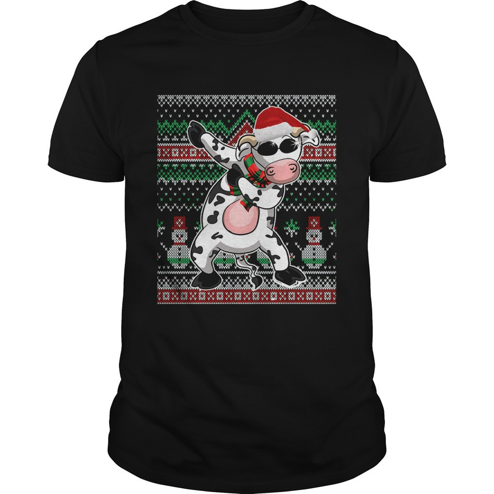 Ugly Christmas Dabbing Santa Cow Tshirt